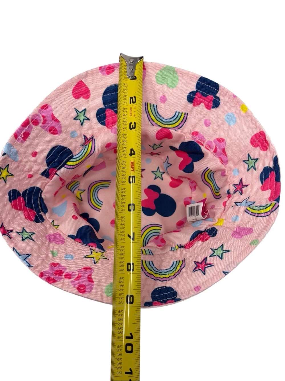 Disney Junior Minnie Mouse pink white polka dot embroidered Bucket Hat OSFM EUC